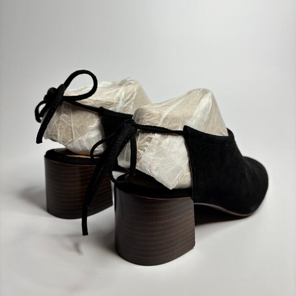 Sofft Lenora Suede Heeled Tie-Back Mule Booties in Black - Picture 4 of 10